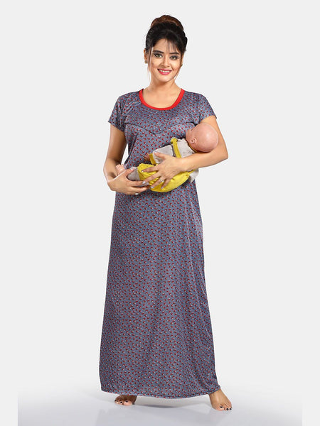Be You Conversational Printed Maternity Satin Maxi Nightdress