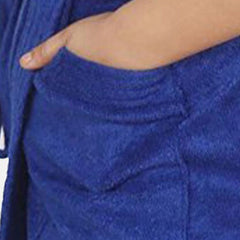Be You Blue Solid Cotton Drawstring Knee Length Bath Robe
