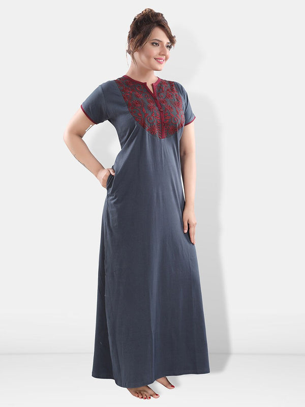 Be You Floral Embroidered Maxi Nightdress