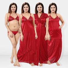 Be You 6 Pieces Satin Nightwear Set