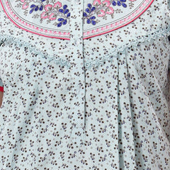 Be You Floral Printed Embroidered Maxi Nightdress