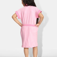 Be You Two-Tone Pink Solid Cotton Drawstring Knee Length Bath Robe