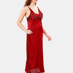 Be You V Neck Lace Satin Maxi Nightdress With Robe