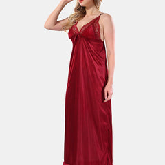 Be You Floral Lace Satin Night Dress With Robe