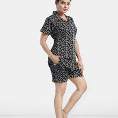 Be You Lapel Collar Ethnic Motifs Printed Night suit