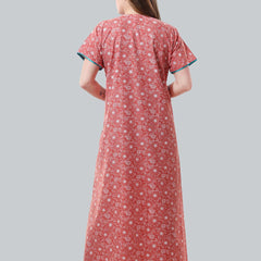 Be You Peach-Coloured Embroidered Maxi Nightdress