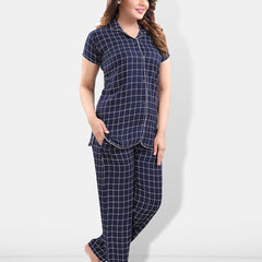 Be You Lapel Collar Checked Night suit