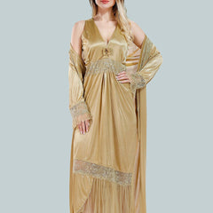 Be You V Neck Lace Up Details Satin Nightdress With Robe