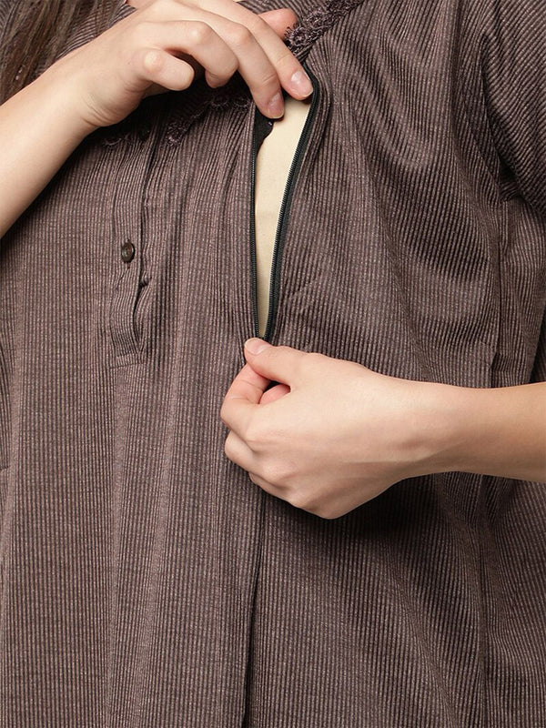 Be You Striped Maternity & Feeding Maxi Nightdress