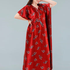 Be You Red Printed Maxi Kaftan Nightdress