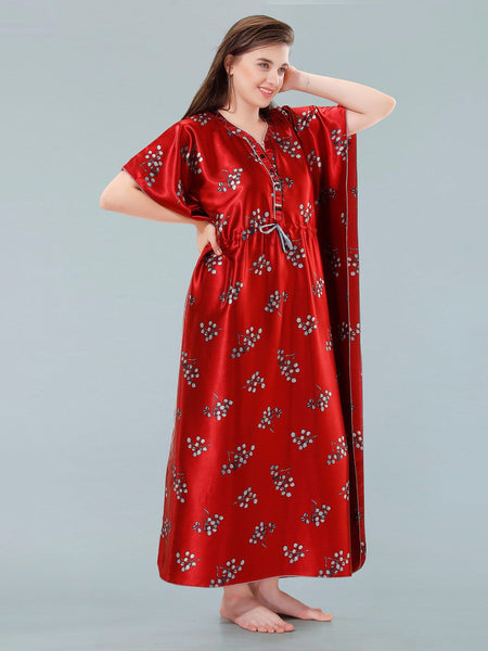 Be You Red Printed Maxi Kaftan Nightdress