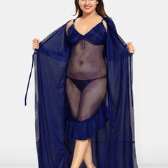 Be You Solid Satin Maxi Nightdress With Robe