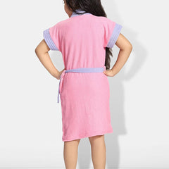Be You Two-Tone Pink Solid Cotton Drawstring Knee Length Bath Robe