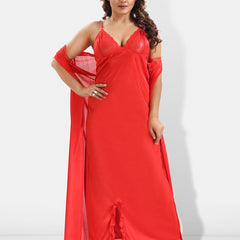 Be You 6 Pieces Satin Maxi Nightdress Set With Robe And Lingerie Set