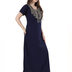 Be You Navy Blue Embroidered Maxi Nightdress