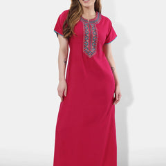 Be You Pink Embroidered Maxi Nightdress