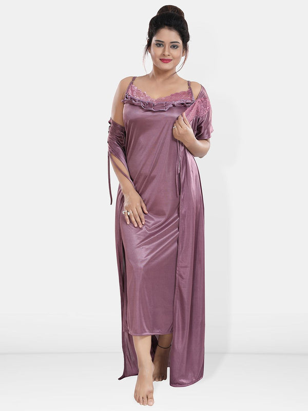 Be You Maxi Satin Wrap Nightdress With Robe
