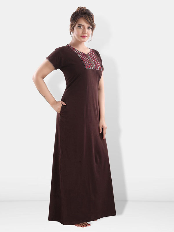 Be You Geometric Embroidered Maxi Nightdress