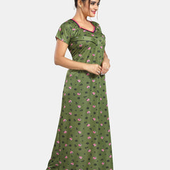 Be You Floral Printed Satin Maternity Maxi Sweat Nightdress