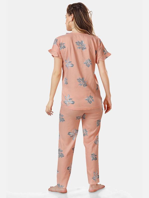 Be You Floral Printed Shirt And Pyjama Night Suit