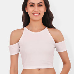 Be You Cold-Shoulder Cotton Crop Top