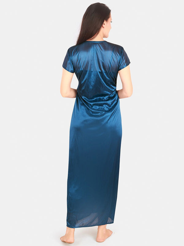 Be You Floral Lace Shoulder Straps Satin Maxi Nightdress With Robe
