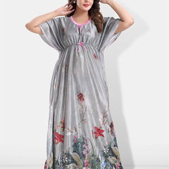 Be You Floral Printed V-Neck Satin Maxi Nightdress