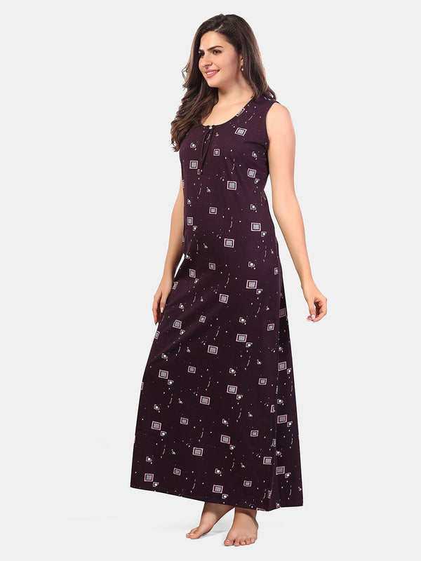 Be You Geometric Printed Sleeveless Maxi Nightdress