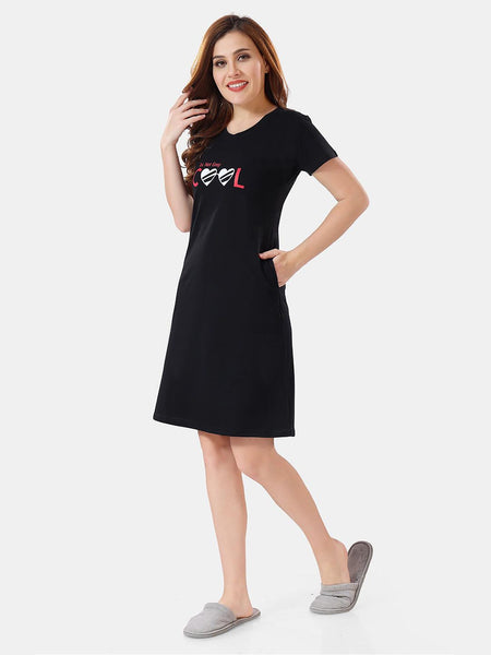 Be You Typographic Printed T-shirt Nightdress