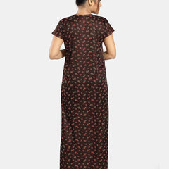 Be You Floral Printed Satin Maternity Maxi Nightdress
