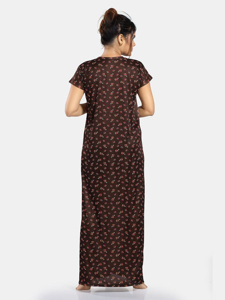 Be You Floral Printed Satin Maternity Maxi Nightdress