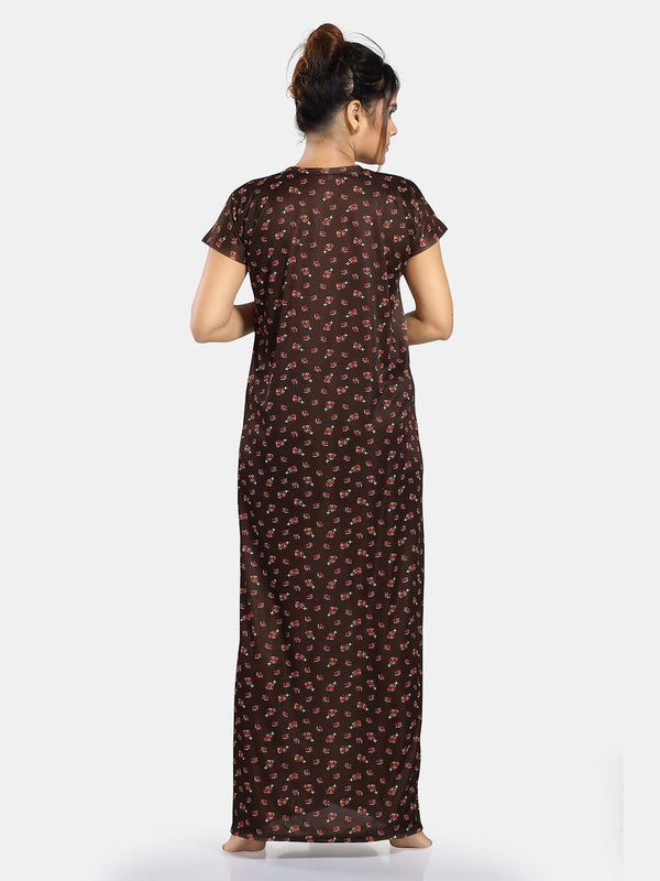 Be You Floral Printed Satin Maternity Maxi Nightdress