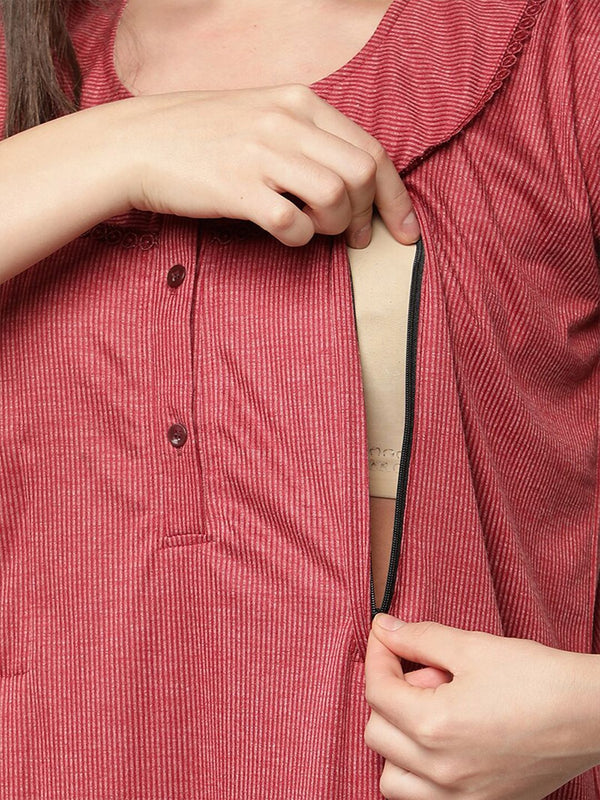 Be You Striped Maternity Maxi Nightdress