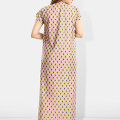 Be You Floral Printed Square Neck Satin Maternity Maxi Nightdress