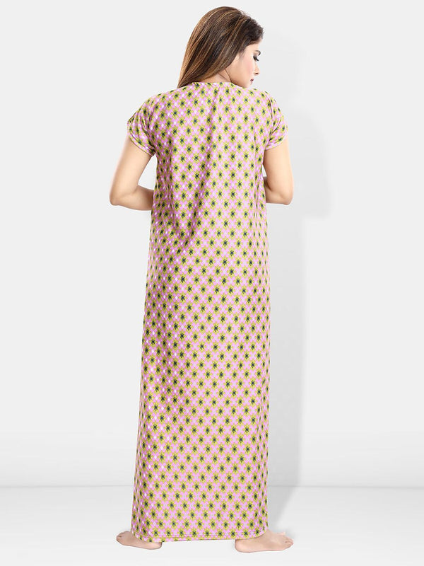 Be You Floral Printed Square Neck Satin Maternity Maxi Nightdress