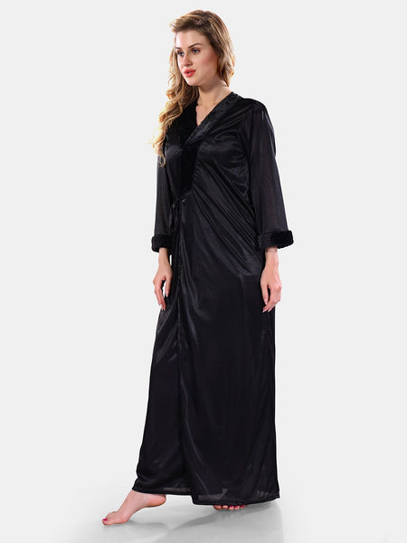 Be You Floral Lace Satin Night Dress With Robe