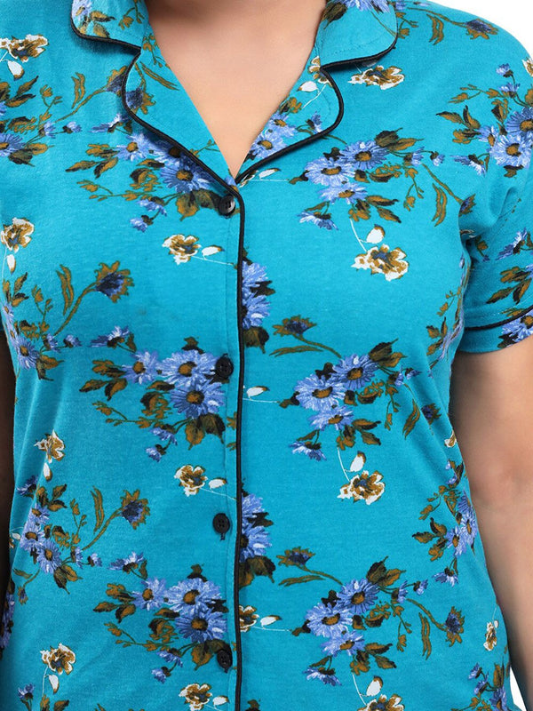 Be You Pack Of 2 Lapel Collar Floral Printed Night Suits