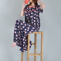 Be You Women Printed Maternity Maxi Nightdress