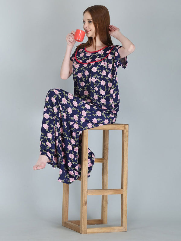 Be You Women Printed Maternity Maxi Nightdress