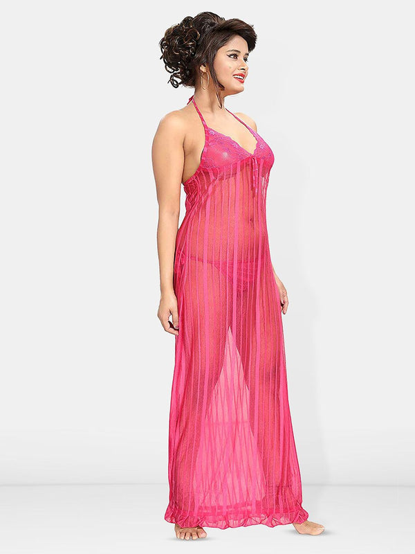 Be You Halter Neck Net Baby Doll With Briefs