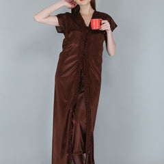 Be You Women Brown Maxi Nightdress  With Robe Pack of 2