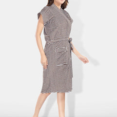 Be You Brown Striped Cotton Drawstring Knee Length Bath Robe-2XL