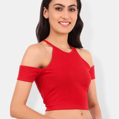 Be You Cold-Shoulder Cotton Crop Top