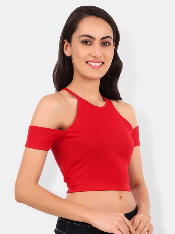 Be You Cold-Shoulder Cotton Crop Top