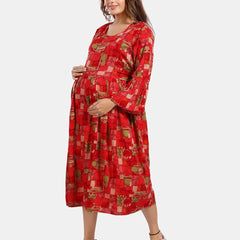 Be You Abstract Printed A Line Maternity Dress