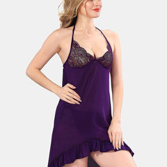 Be You Halter Neck Net Baby Doll With Briefs