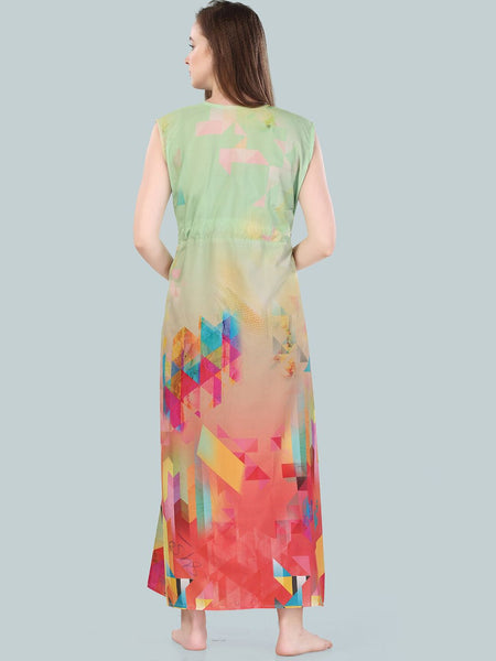Be You Green Printed Maxi Nightdress