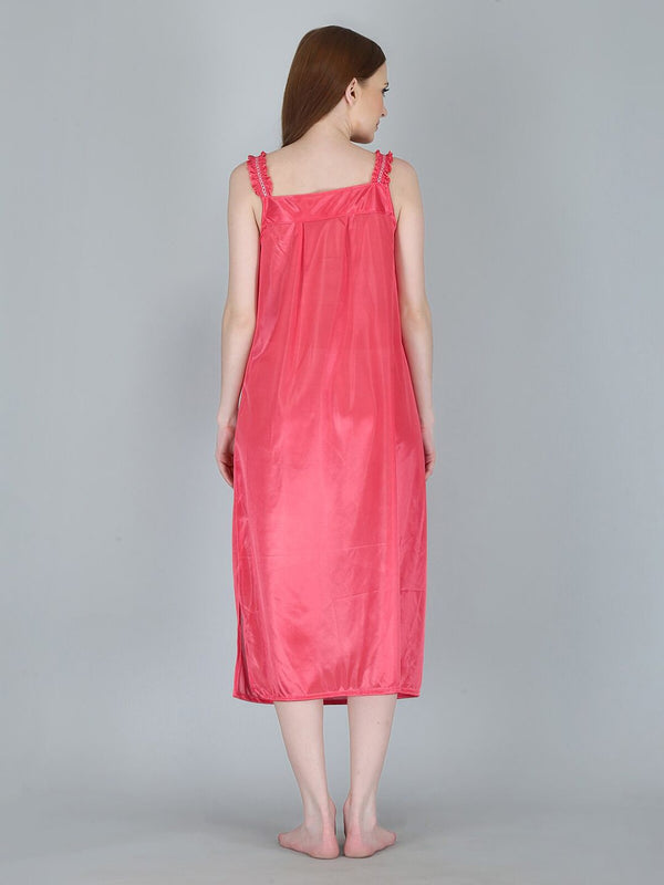 Be You Women Peach-Coloured Maxi Nightdress With Robe