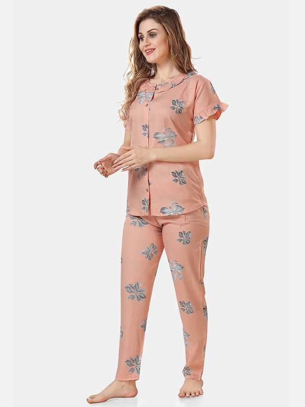 Be You Floral Printed Shirt And Pyjama Night Suit