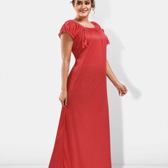Be You Polka Dots Printed Square Neck Satin Maxi Nightdress